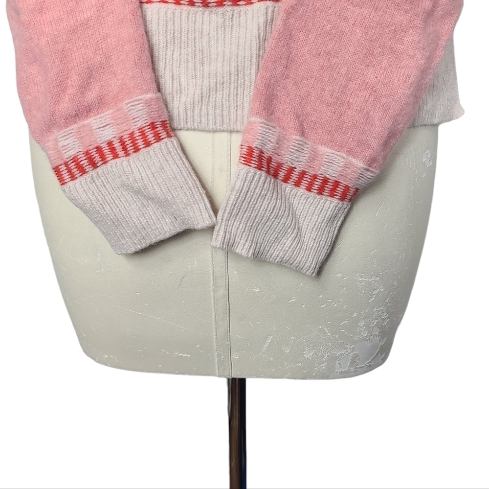 Madewell Mayer Fair Isle Merino Wool Blend Pink Sweater S - Picture 6 of 8